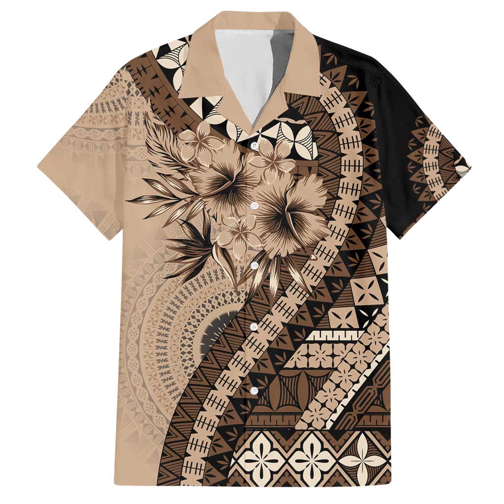 Bula Fiji Hawaiian Shirt Mocha Brown Kaivity Masi Tapa LT7 Brown - Polynesian Pride