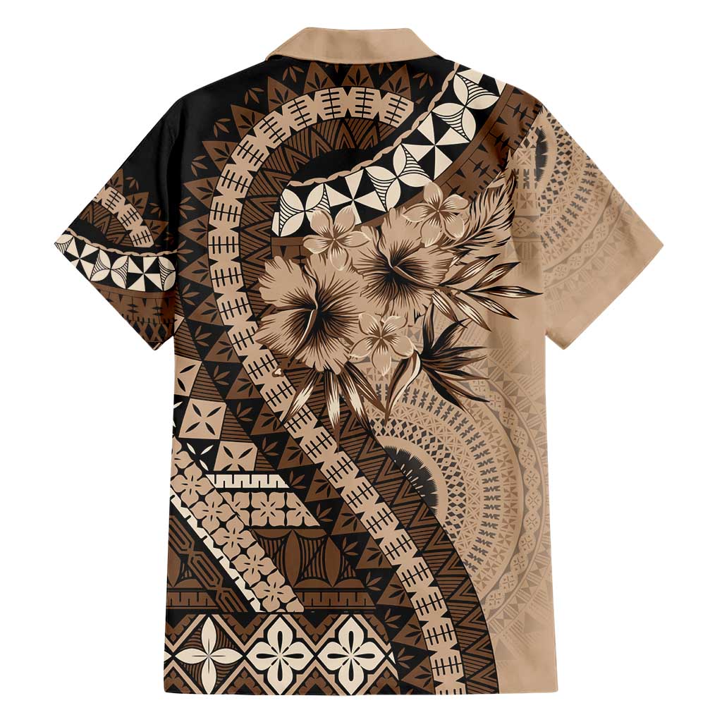 Bula Fiji Hawaiian Shirt Mocha Brown Kaivity Masi Tapa LT7 - Polynesian Pride