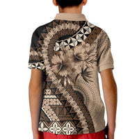 Bula Fiji Kid Polo Shirt Mocha Brown Kaivity Masi Tapa LT7 - Polynesian Pride