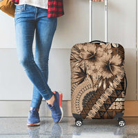 Bula Fiji Luggage Cover Mocha Brown Kaivity Masi Tapa LT7 - Polynesian Pride