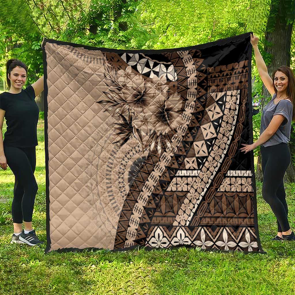 Bula Fiji Quilt Mocha Brown Kaivity Masi Tapa LT7 - Polynesian Pride