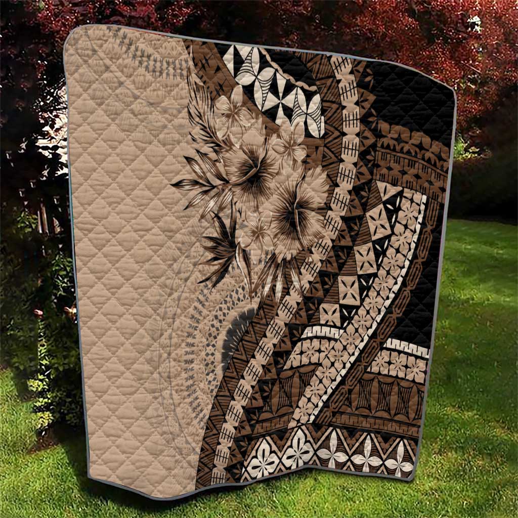 Bula Fiji Quilt Mocha Brown Kaivity Masi Tapa LT7 - Polynesian Pride