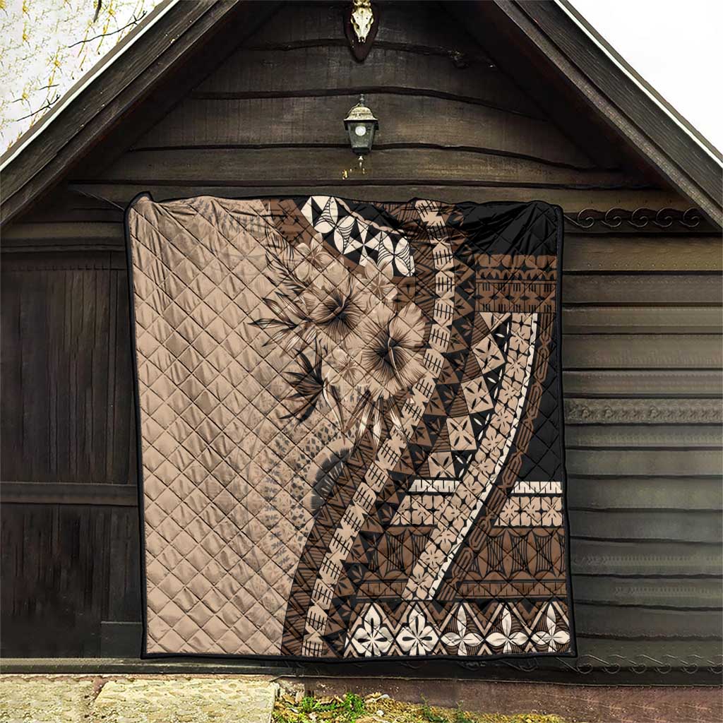 Bula Fiji Quilt Mocha Brown Kaivity Masi Tapa LT7 - Polynesian Pride