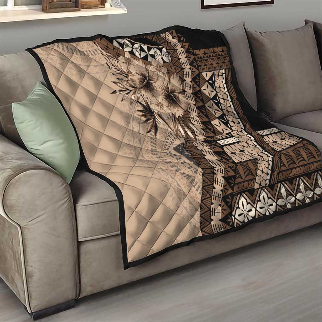 Bula Fiji Quilt Mocha Brown Kaivity Masi Tapa LT7 - Polynesian Pride