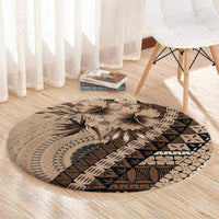 Bula Fiji Round Carpet Mocha Brown Kaivity Masi Tapa LT7 - Polynesian Pride