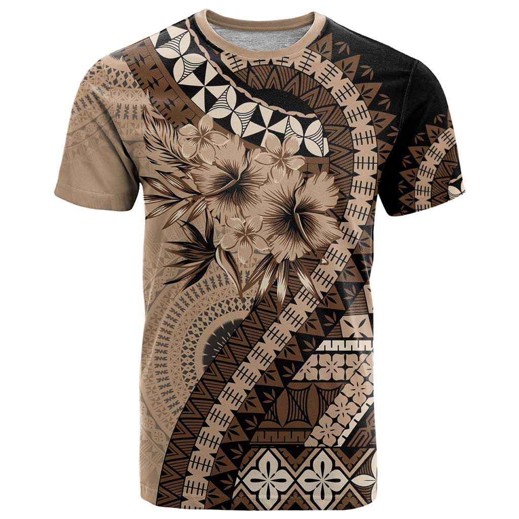 Bula Fiji T Shirt Mocha Brown Kaivity Masi Tapa LT7 Brown - Polynesian Pride
