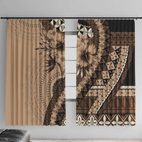 Bula Fiji Window Curtain Mocha Brown Kaivity Masi Tapa LT7 With Hooks Brown - Polynesian Pride