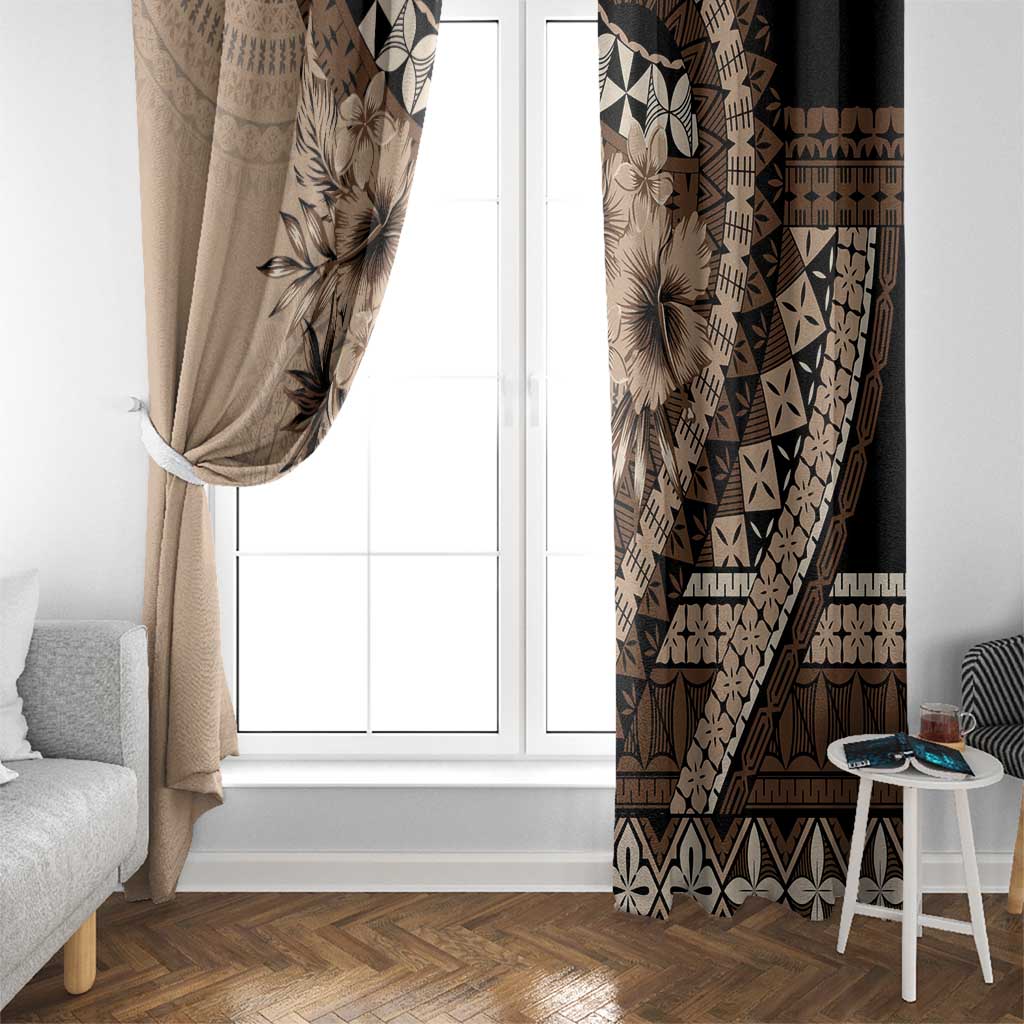 Bula Fiji Window Curtain Mocha Brown Kaivity Masi Tapa LT7 - Polynesian Pride