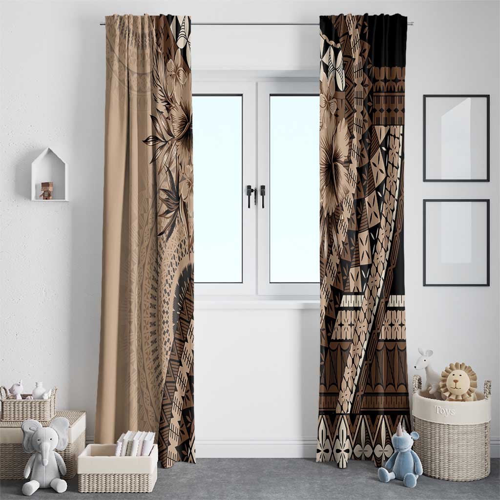 Bula Fiji Window Curtain Mocha Brown Kaivity Masi Tapa LT7 - Polynesian Pride