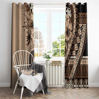 Bula Fiji Window Curtain Mocha Brown Kaivity Masi Tapa LT7 - Polynesian Pride