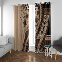 Bula Fiji Window Curtain Mocha Brown Kaivity Masi Tapa LT7 With Grommets Brown - Polynesian Pride