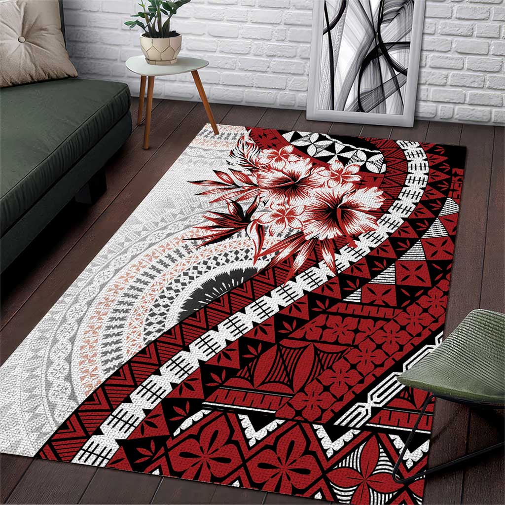 Bula Fiji Area Rug White Kaivity Masi Tapa LT7 White - Polynesian Pride