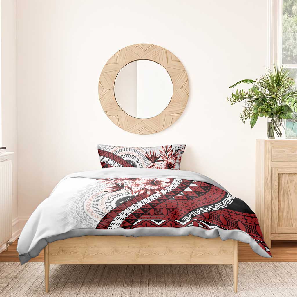 Bula Fiji Bedding Set White Kaivity Masi Tapa LT7 - Polynesian Pride