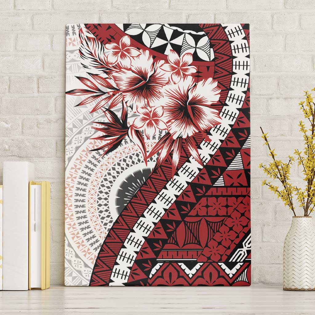 Bula Fiji Canvas Wall Art White Kaivity Masi Tapa LT7 Without Frame White - Polynesian Pride