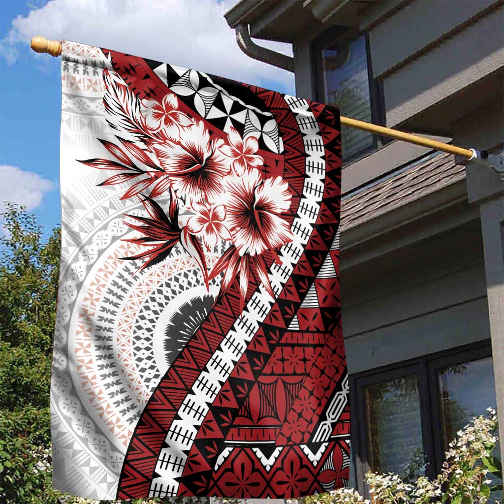 Bula Fiji Garden Flag White Kaivity Masi Tapa LT7 - Polynesian Pride