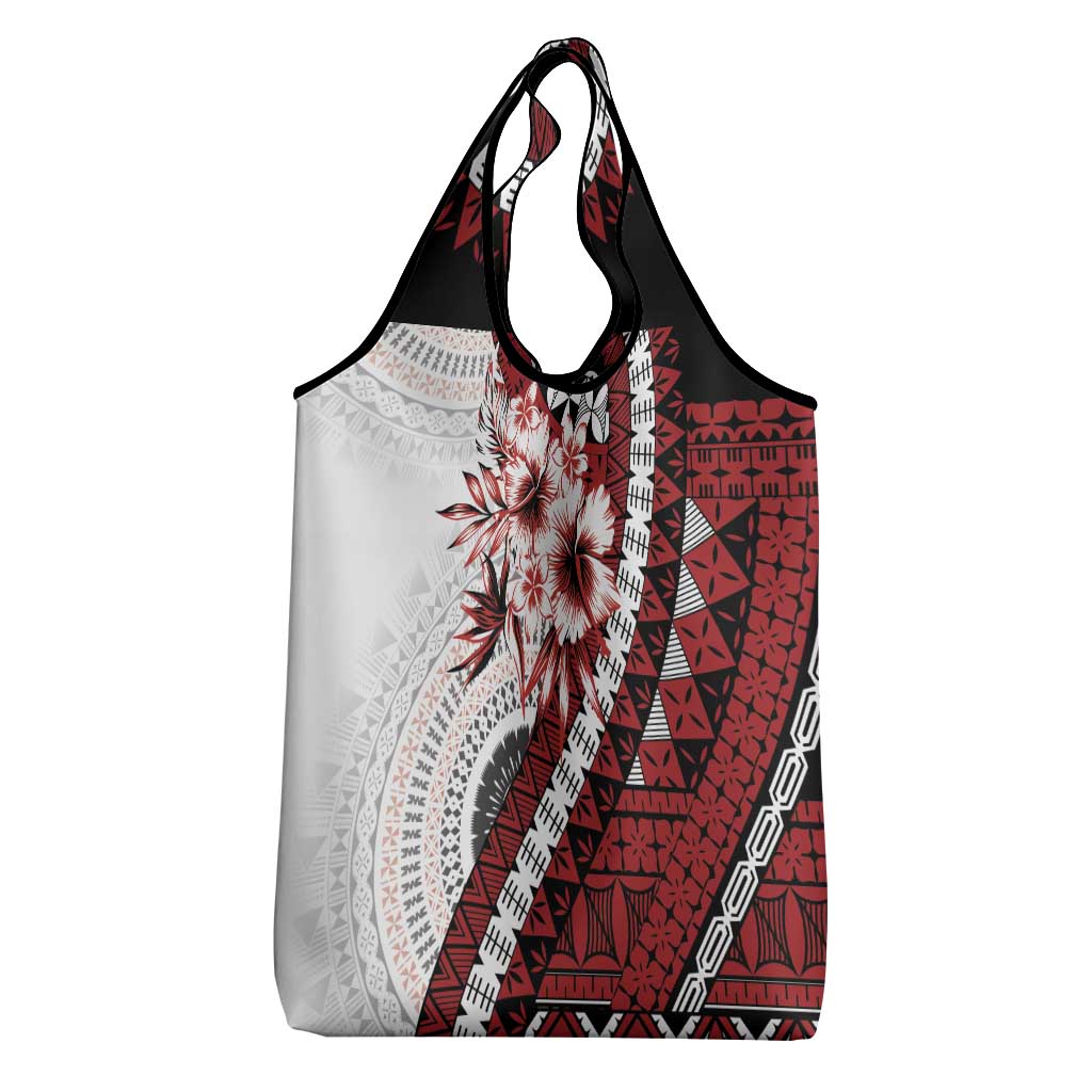 Bula Fiji Grocery Bag White Kaivity Masi Tapa LT7 - Polynesian Pride