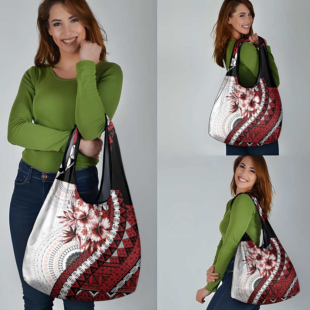 Bula Fiji Grocery Bag White Kaivity Masi Tapa LT7 - Polynesian Pride