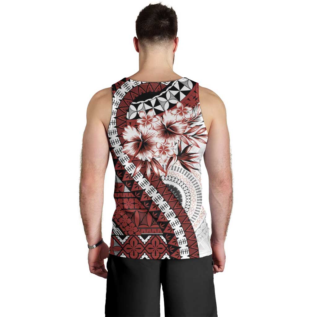 Bula Fiji Men Tank Top White Kaivity Masi Tapa LT7 - Polynesian Pride