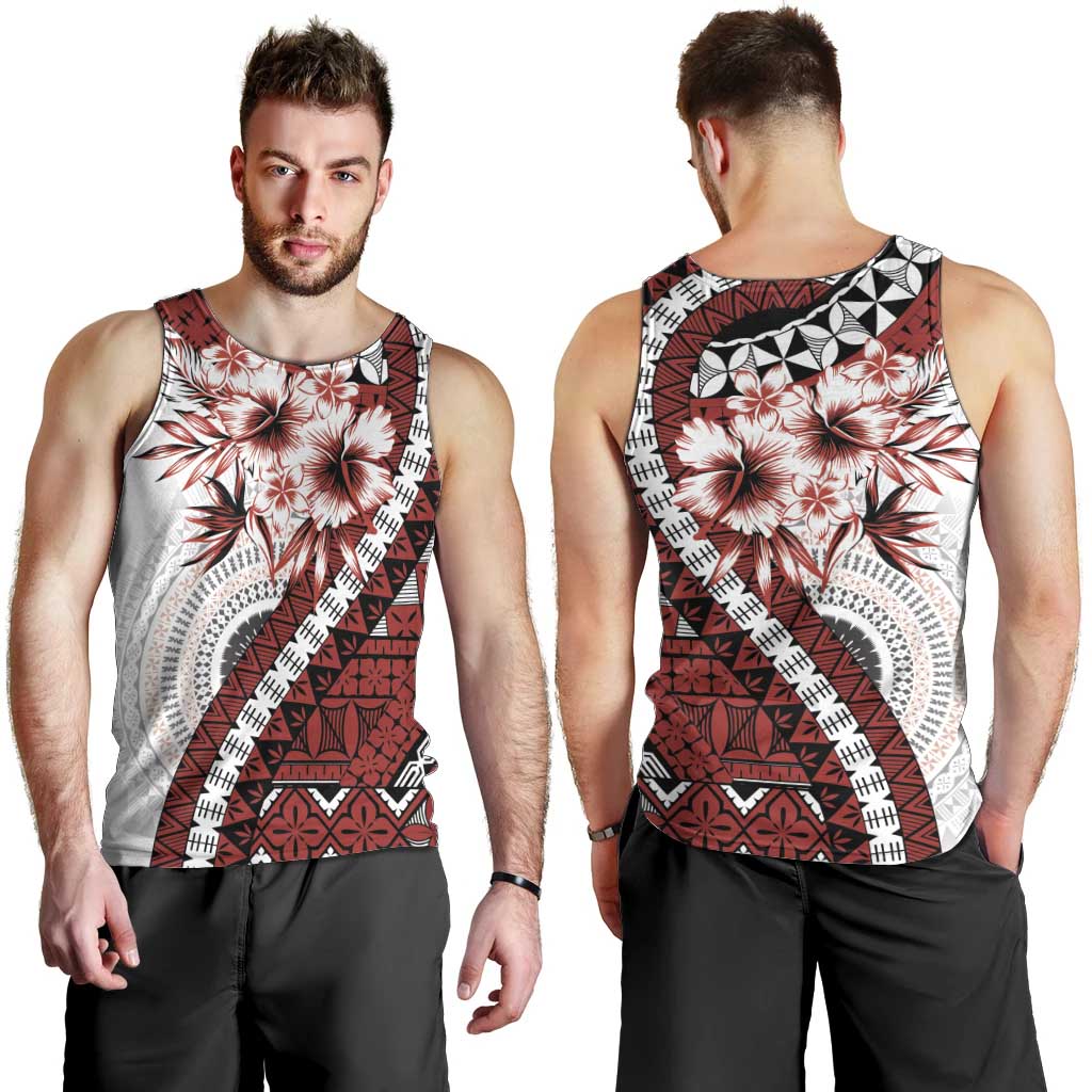 Bula Fiji Men Tank Top White Kaivity Masi Tapa LT7 - Polynesian Pride