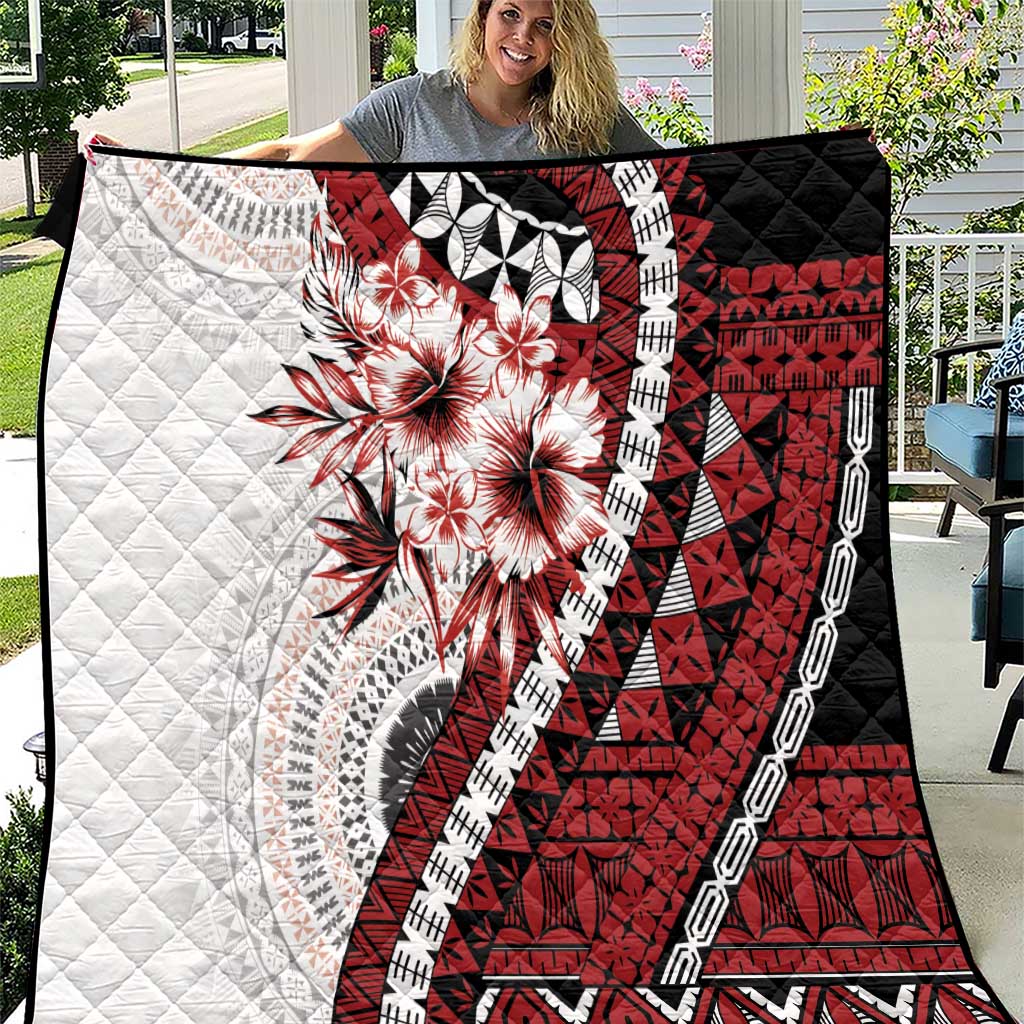 Bula Fiji Quilt White Kaivity Masi Tapa LT7 White - Polynesian Pride