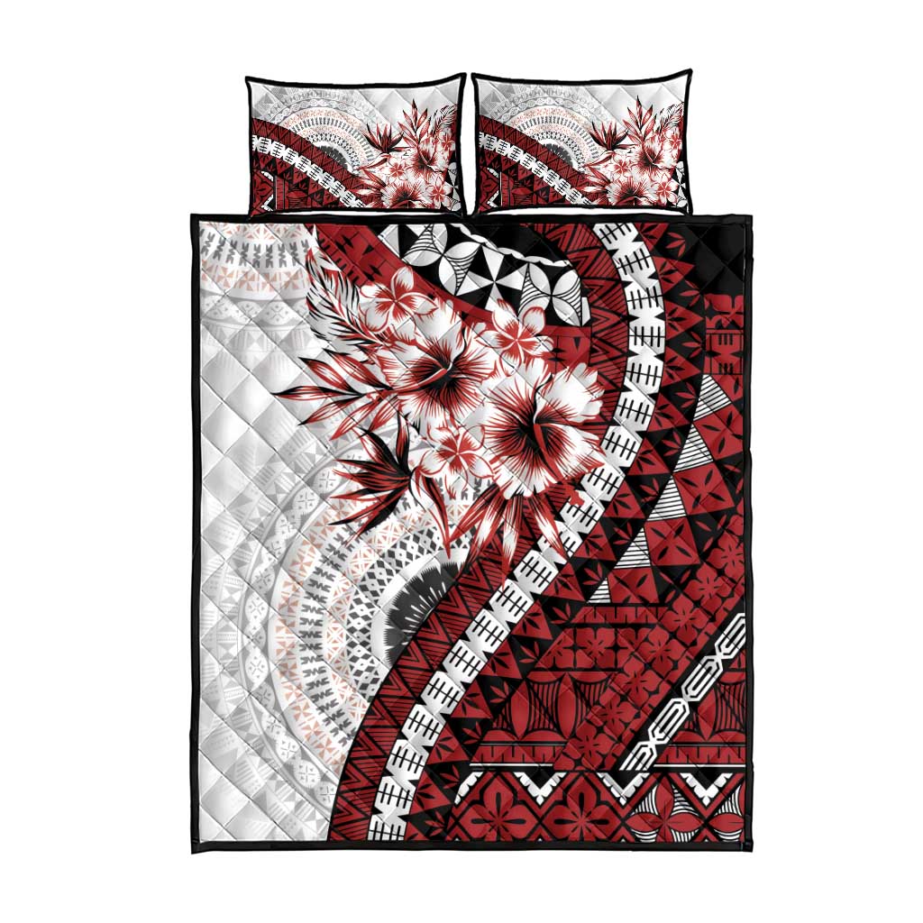 Bula Fiji Quilt Bed Set White Kaivity Masi Tapa LT7 - Polynesian Pride