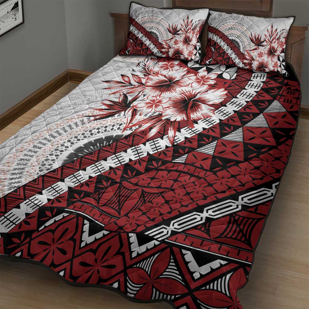 Bula Fiji Quilt Bed Set White Kaivity Masi Tapa LT7 - Polynesian Pride