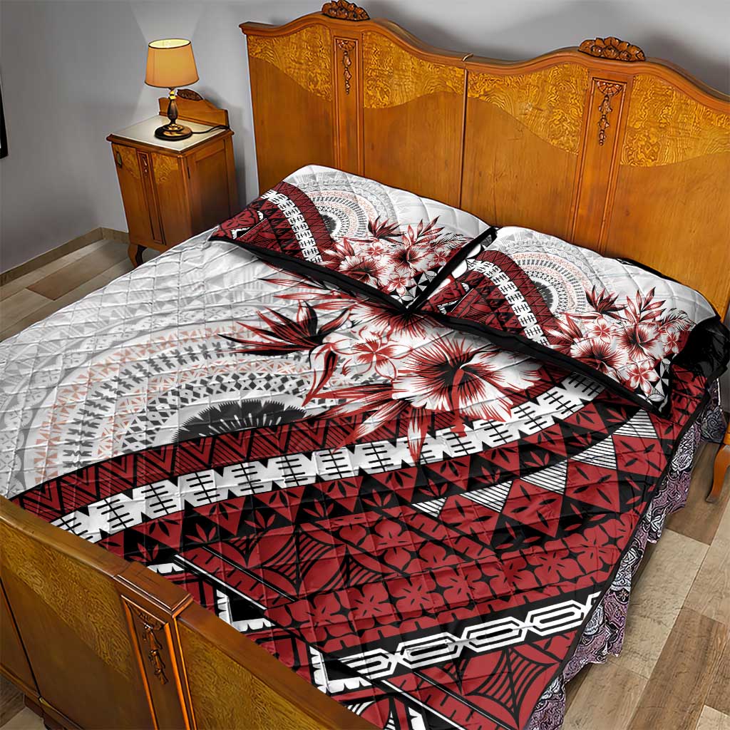Bula Fiji Quilt Bed Set White Kaivity Masi Tapa LT7 - Polynesian Pride