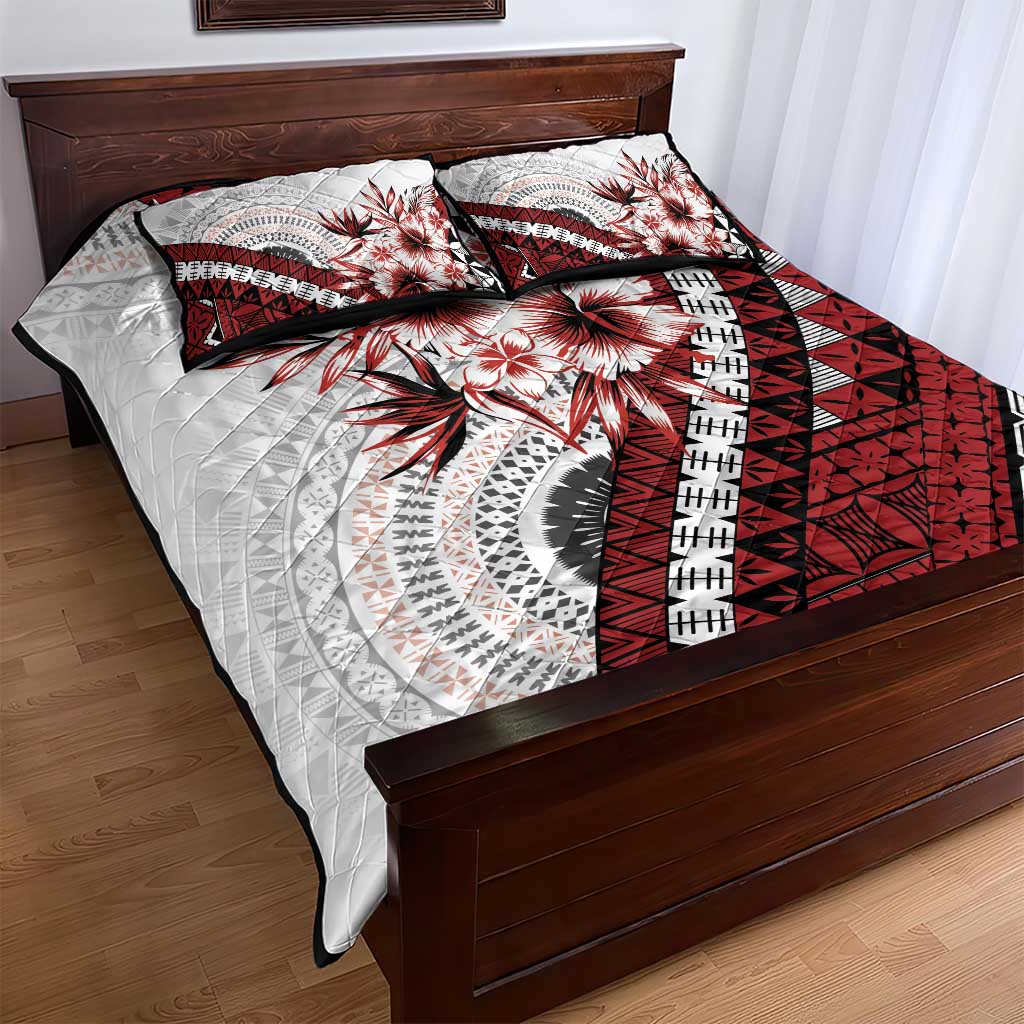 Bula Fiji Quilt Bed Set White Kaivity Masi Tapa LT7 - Polynesian Pride