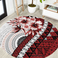Bula Fiji Round Carpet White Kaivity Masi Tapa LT7 White - Polynesian Pride
