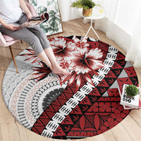 Bula Fiji Round Carpet White Kaivity Masi Tapa LT7 - Polynesian Pride