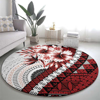 Bula Fiji Round Carpet White Kaivity Masi Tapa LT7 - Polynesian Pride