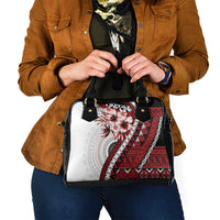Bula Fiji Shoulder Handbag White Kaivity Masi Tapa LT7 - Polynesian Pride