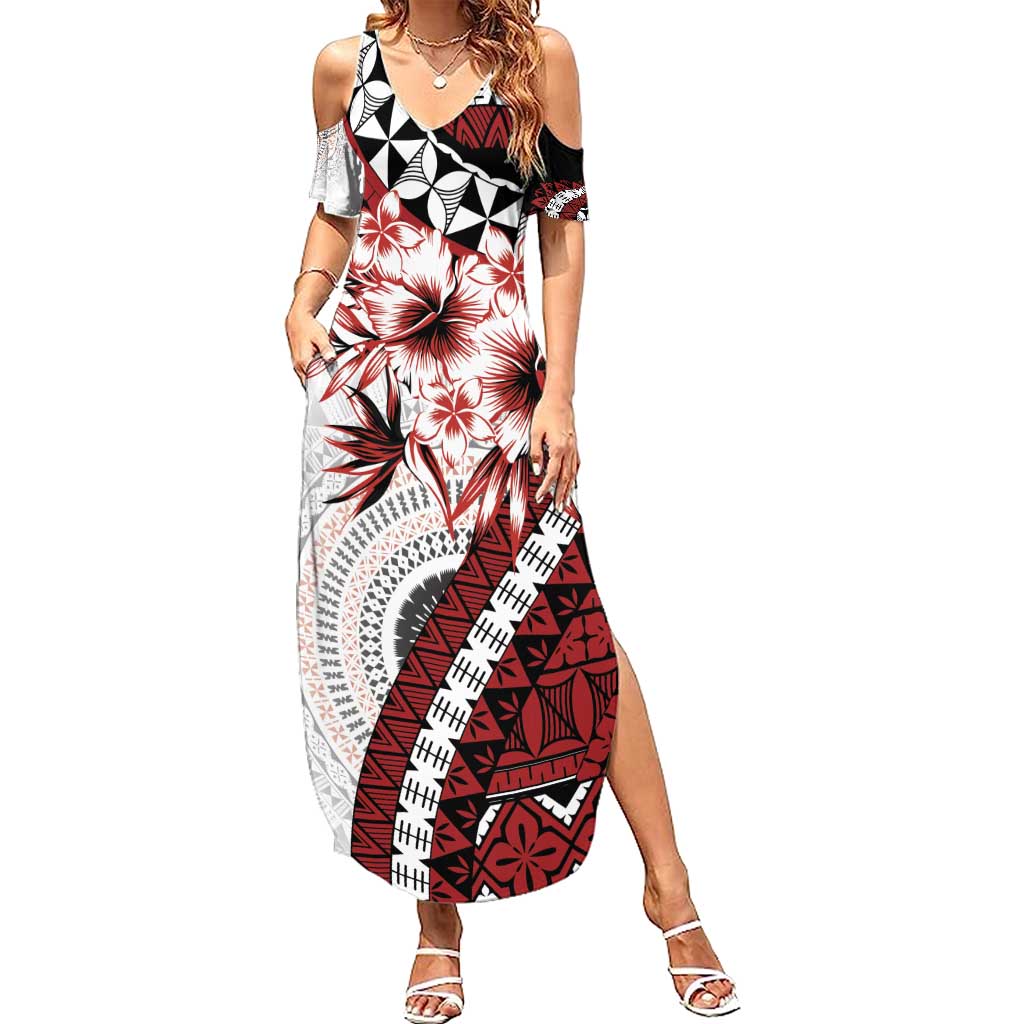 Bula Fiji Summer Maxi Dress White Kaivity Masi Tapa LT7 Women White - Polynesian Pride