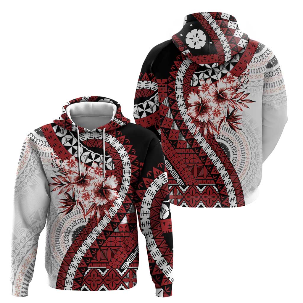 Bula Fiji Zip Hoodie White Kaivity Masi Tapa LT7 - Polynesian Pride