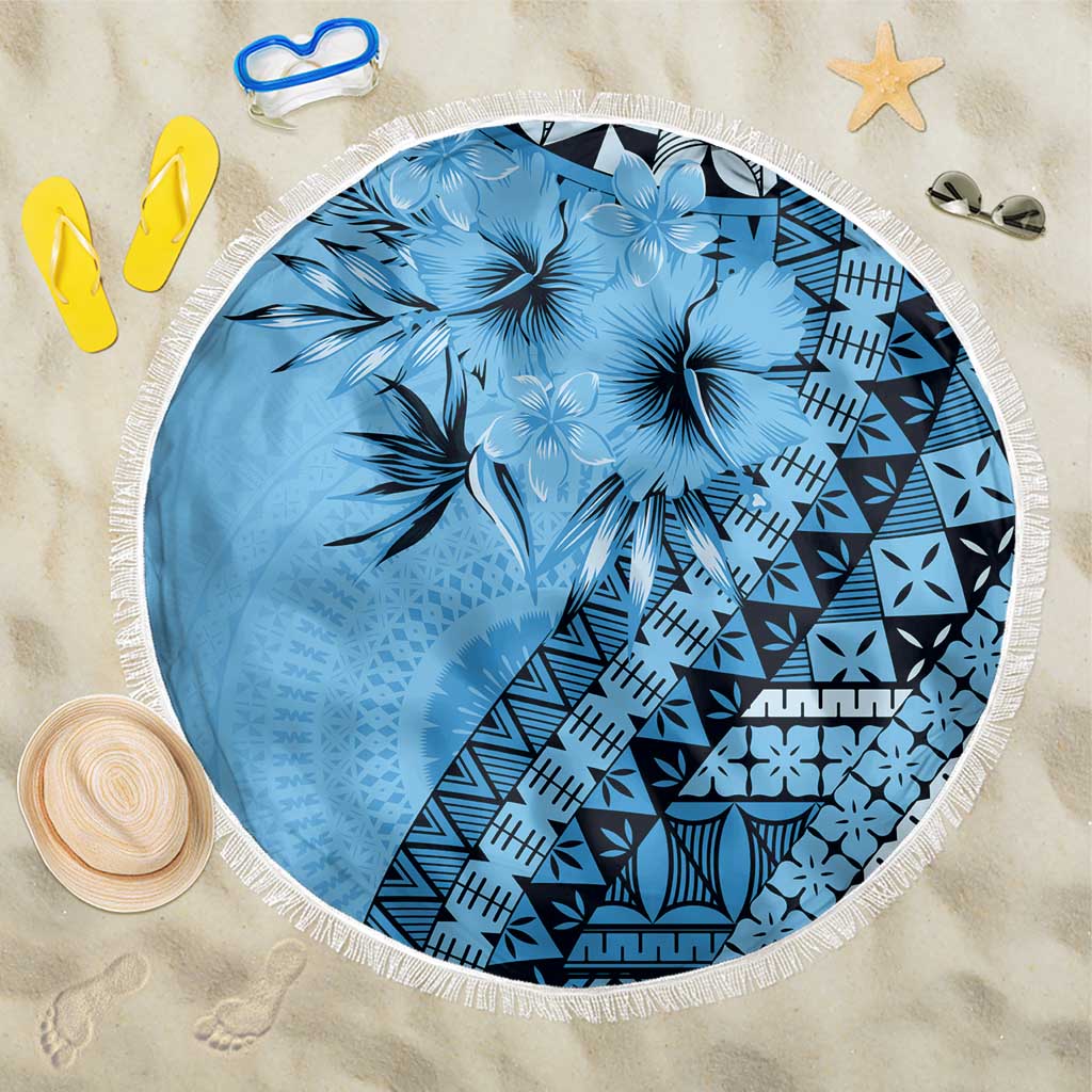 Bula Fiji Beach Blanket Turquoise Kaivity Masi Tapa LT7 One Size 150cm Turquoise - Polynesian Pride