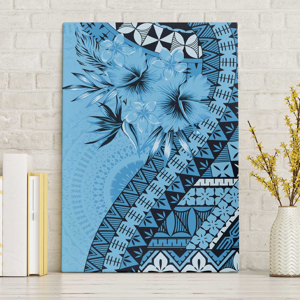 Bula Fiji Canvas Wall Art Turquoise Kaivity Masi Tapa LT7 Without Frame Turquoise - Polynesian Pride