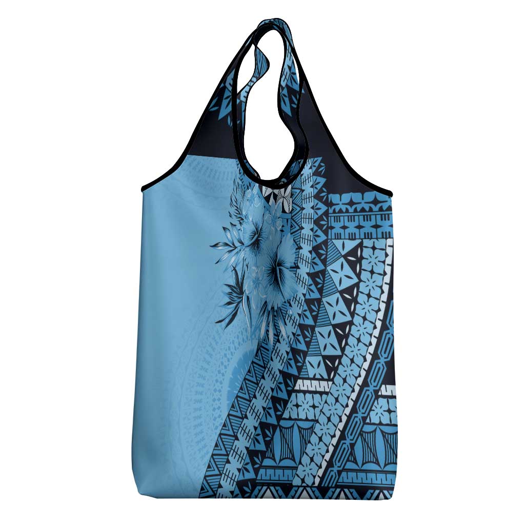 Bula Fiji Grocery Bag Turquoise Kaivity Masi Tapa LT7 - Polynesian Pride