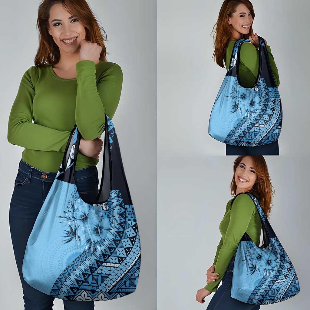 Bula Fiji Grocery Bag Turquoise Kaivity Masi Tapa LT7 - Polynesian Pride