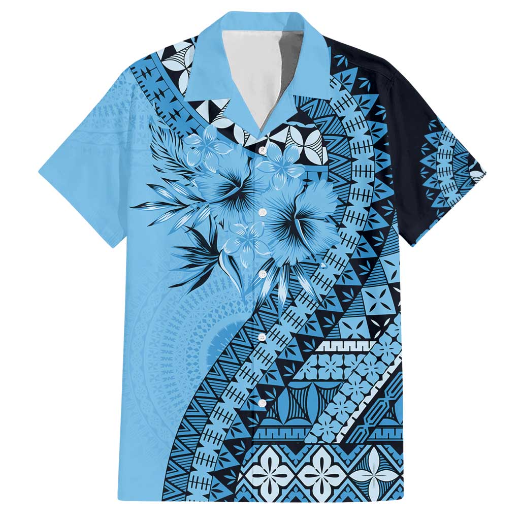 Bula Fiji Hawaiian Shirt Turquoise Kaivity Masi Tapa LT7 Turquoise - Polynesian Pride