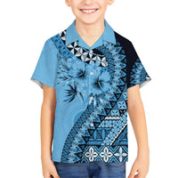 Bula Fiji Kid Hawaiian Shirt Turquoise Kaivity Masi Tapa LT7 Kid Turquoise - Polynesian Pride