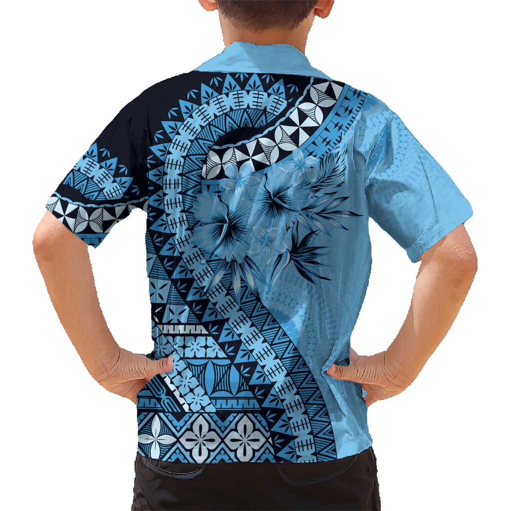 Bula Fiji Kid Hawaiian Shirt Turquoise Kaivity Masi Tapa LT7 - Polynesian Pride