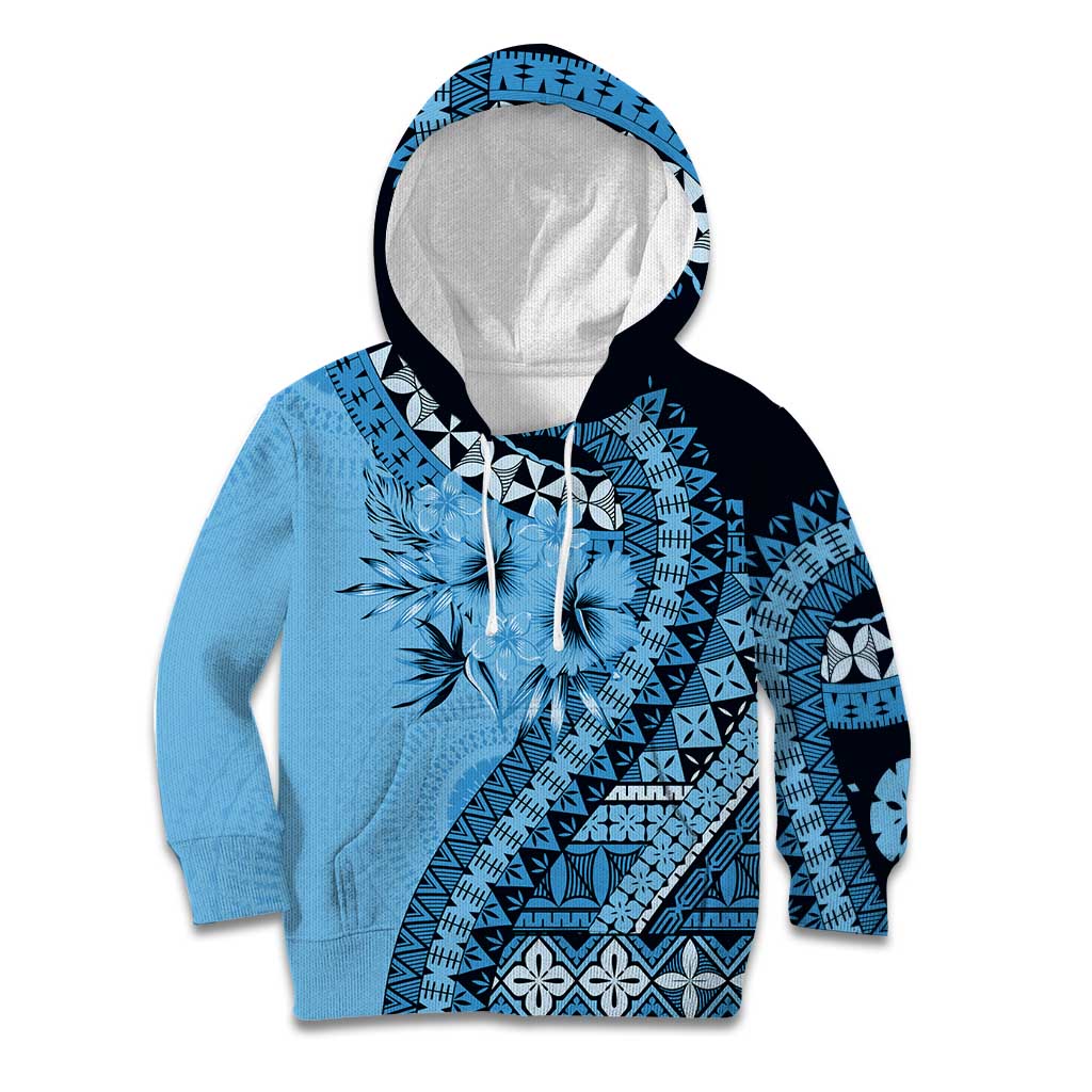 Bula Fiji Kid Hoodie Turquoise Kaivity Masi Tapa LT7 Hoodie Turquoise - Polynesian Pride
