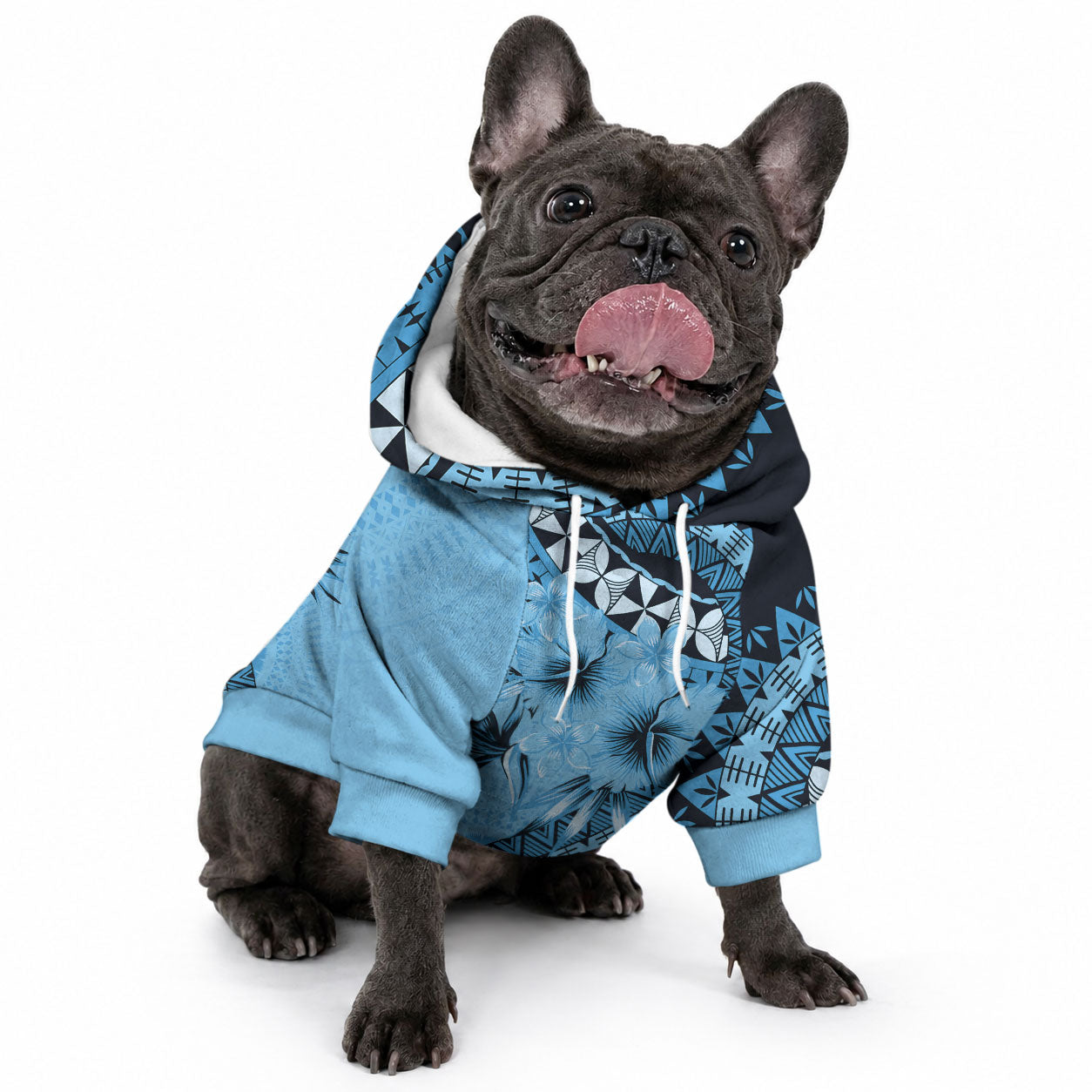 Bula Fiji Pet Hoodie Turquoise Kaivity Masi Tapa LT7 - Polynesian Pride