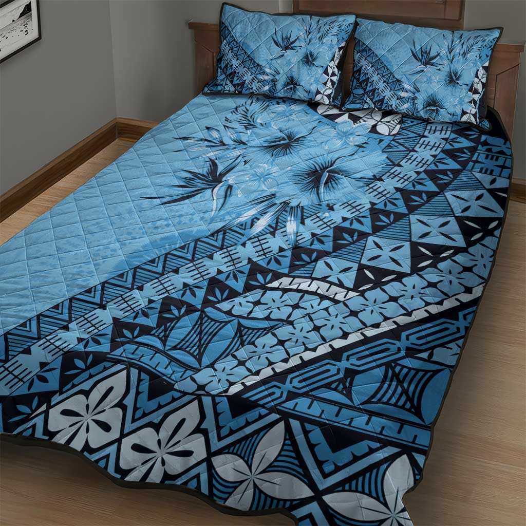 Bula Fiji Quilt Bed Set Turquoise Kaivity Masi Tapa LT7 - Polynesian Pride