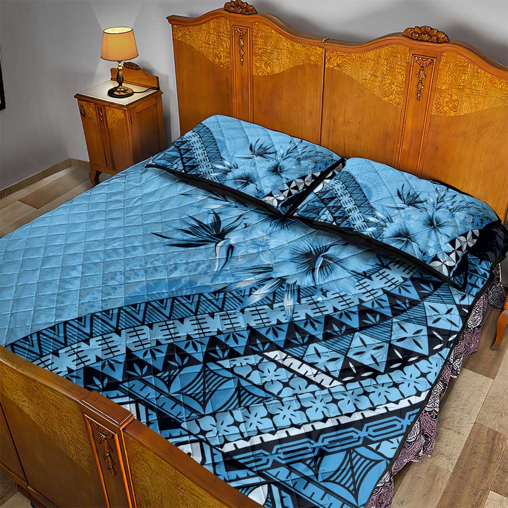 Bula Fiji Quilt Bed Set Turquoise Kaivity Masi Tapa LT7 - Polynesian Pride
