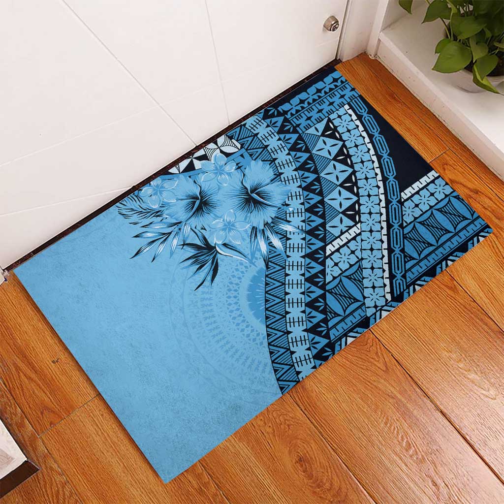 Bula Fiji Rubber Doormat Turquoise Kaivity Masi Tapa LT7 - Polynesian Pride