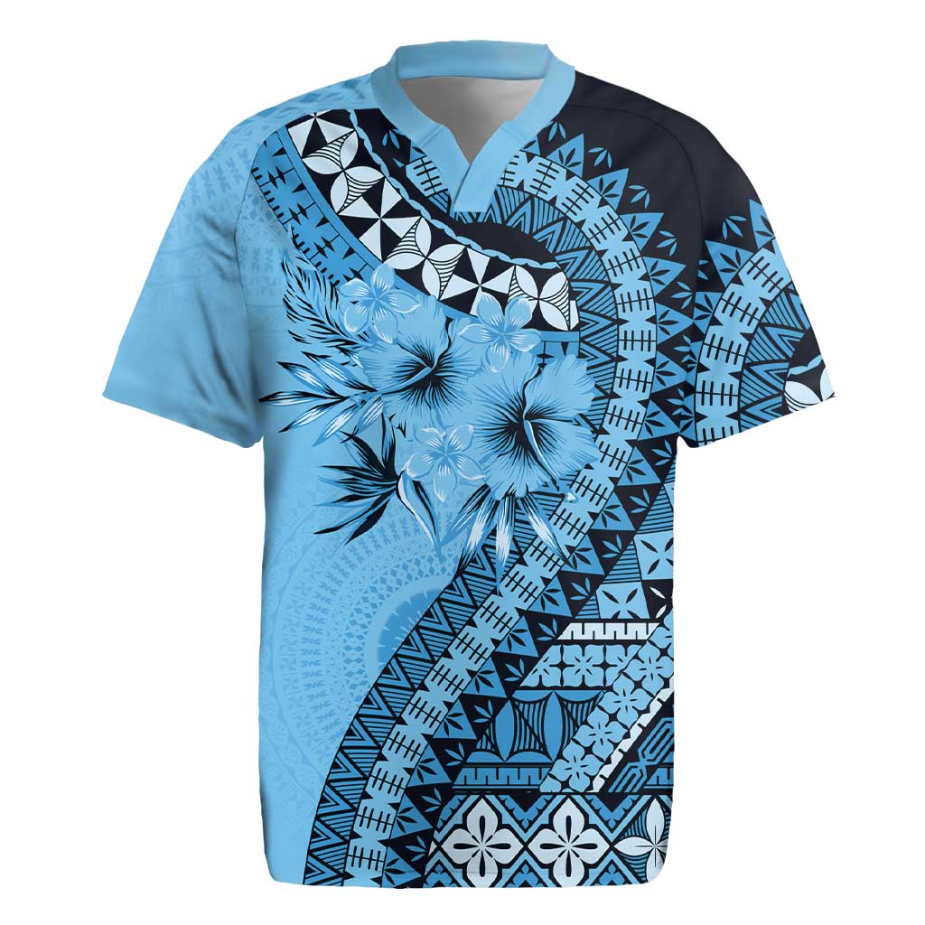 Bula Fiji Rugby Jersey Turquoise Kaivity Masi Tapa LT7 Turquoise - Polynesian Pride