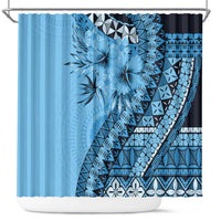 Bula Fiji Shower Curtain Turquoise Kaivity Masi Tapa LT7 Turquoise - Polynesian Pride