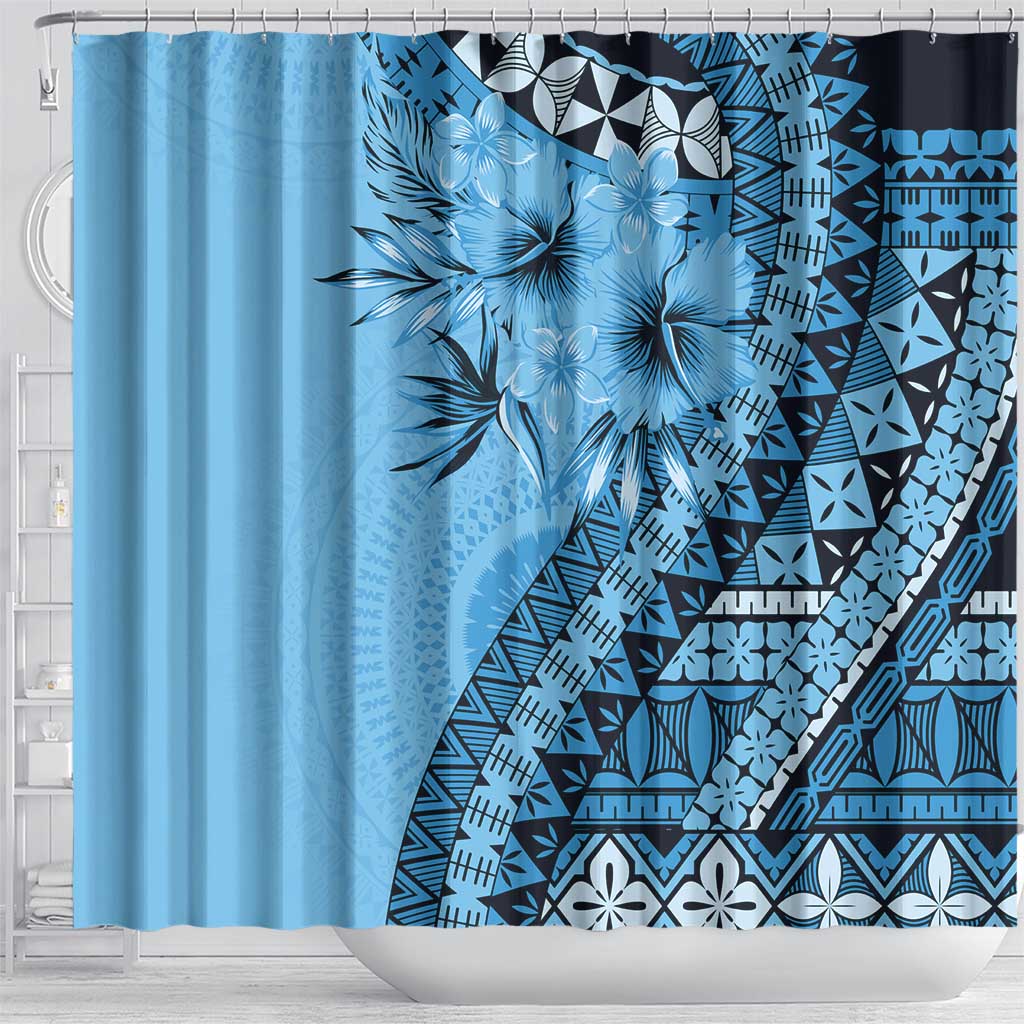 Bula Fiji Shower Curtain Turquoise Kaivity Masi Tapa LT7 - Polynesian Pride