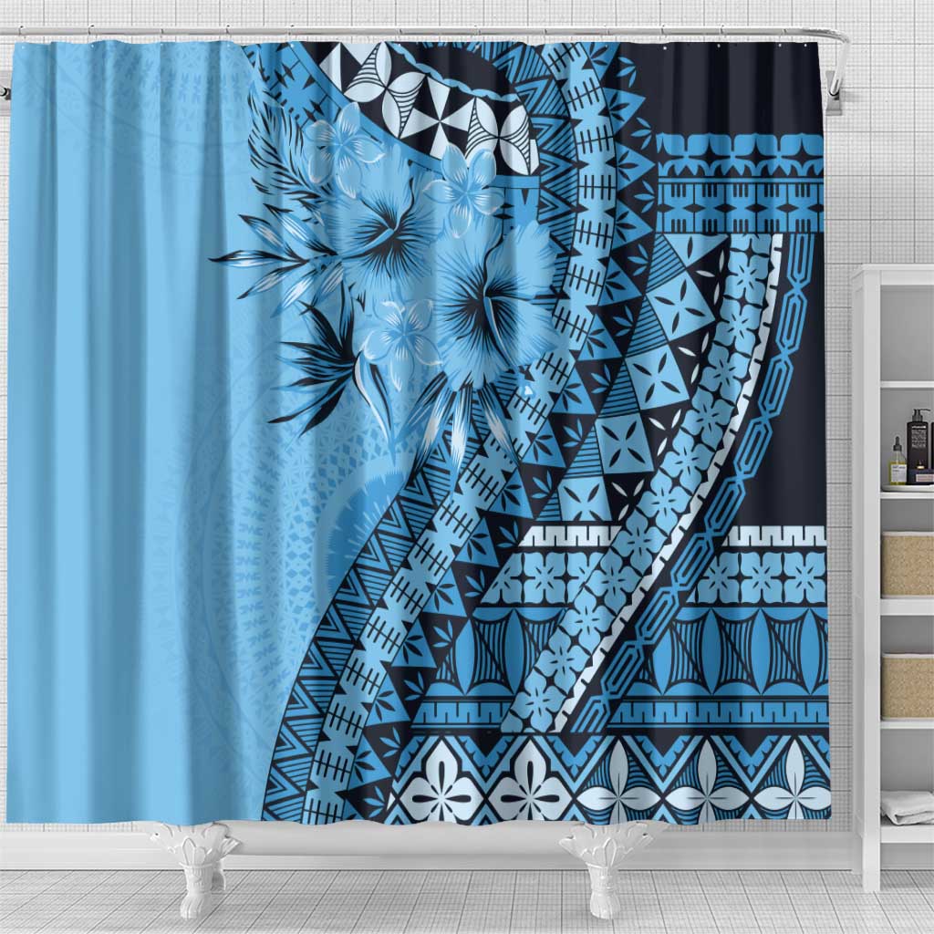 Bula Fiji Shower Curtain Turquoise Kaivity Masi Tapa LT7 - Polynesian Pride